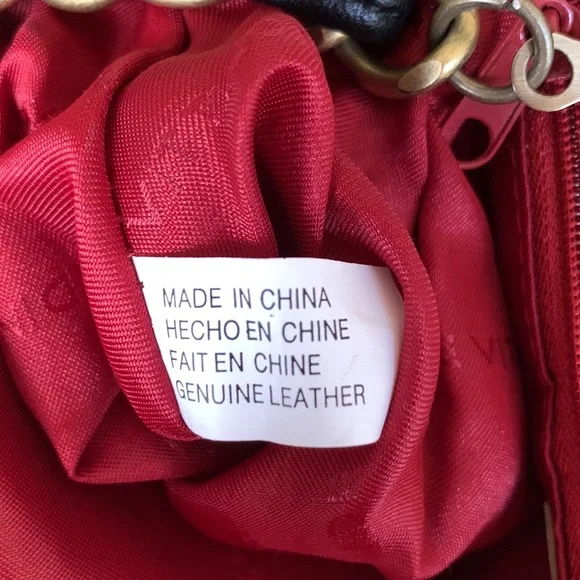 Adrienne Vittadini Black Leather Bag Purse with Leather Flowers - Picture 11 of 11